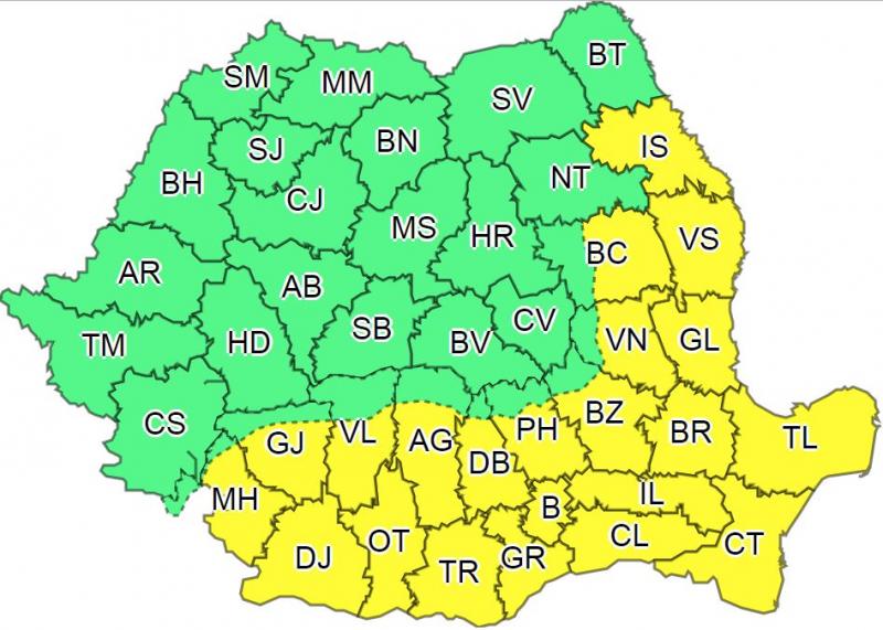 Avertizare meteo: cod galben de caniculă în 22 de județe și în București. Vor fi 38 de grade Celsius și nopți tropicale