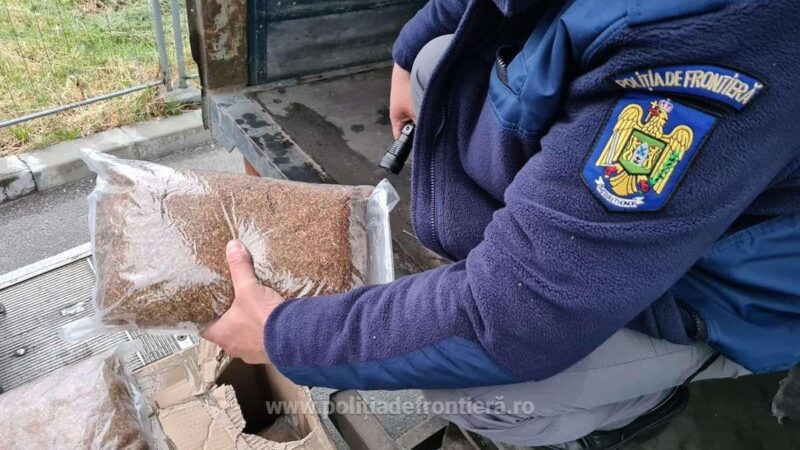 50 de kilograme de tutun prelucrat, descoperite într-o autoutilitară în P.T.F. Giurgiu