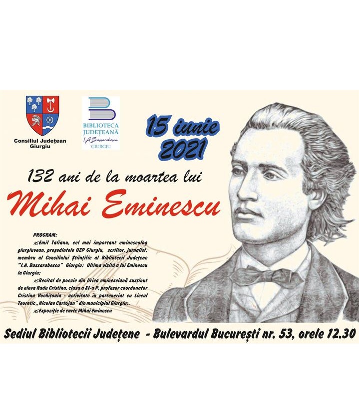 P R O G R A M U L ACTIVITĂŢILOR CULTURALE ORGANIZATE DE BIBLIOTECA JUDEȚEANĂ „I. A. BASSARABESCU” GIURGIU 14   – 20 IUNIE 2021