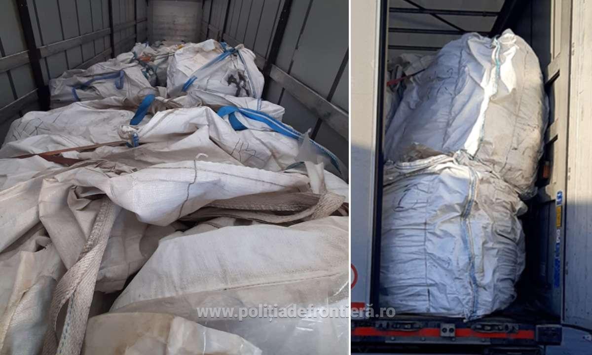 Șapte tone de deșeuri, transportate ilegal din Bulgaria, oprite la PTF Giurgiu