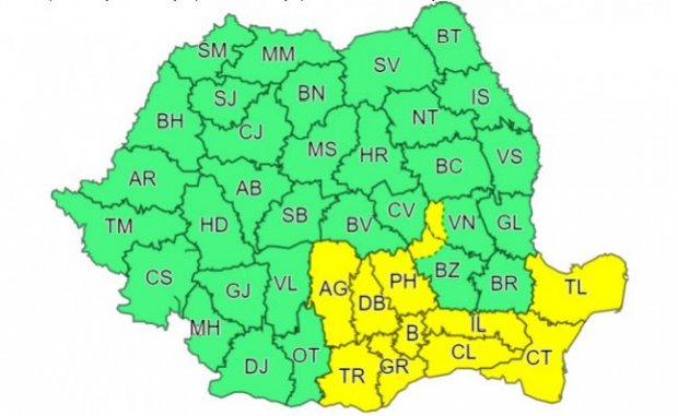 Cod galben de vreme rea în România! Avertizare meteo pentru 12 județe