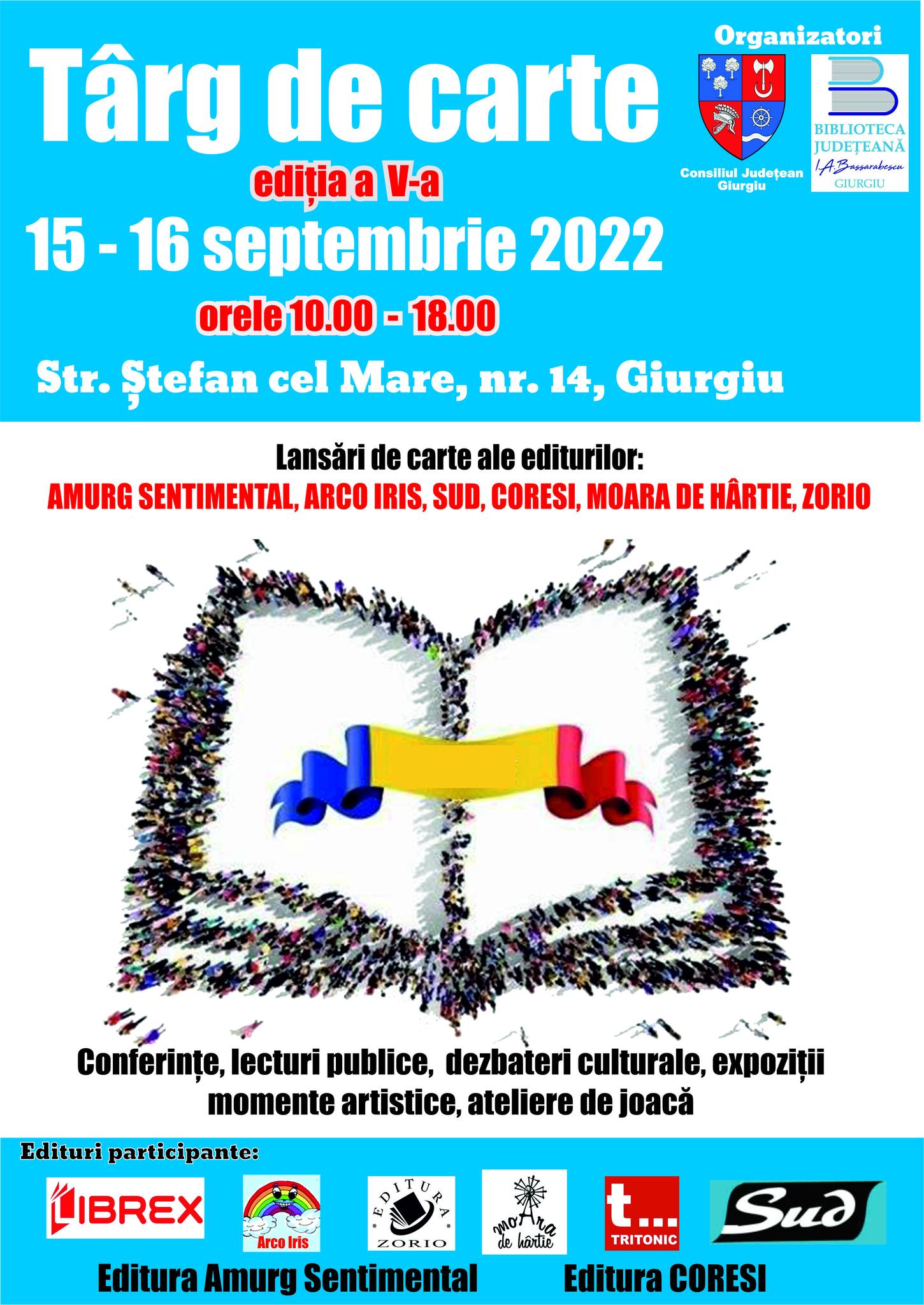 TÂRG DE CARTE,  EDIŢIA a V-a, 15 – 16 SEPTEMBRIE 2022