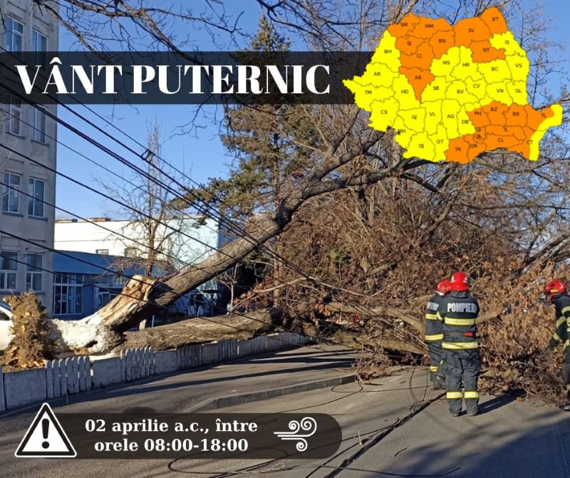 ISU, avertizare pentru cetățeni. Cod portocaliu de vânt