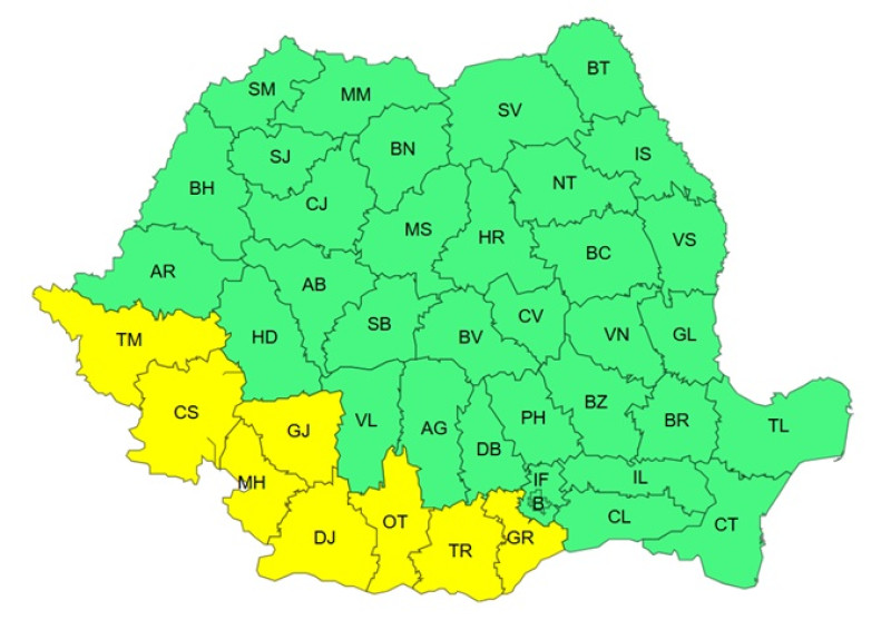 Primul cod galben de caniculă din această vară 