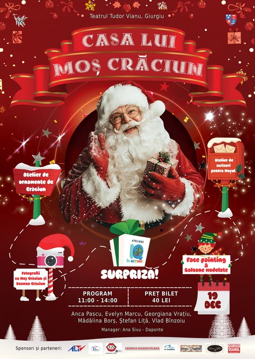 Casa lui Moș Crăciun își deschide porțile la Teatrul „Tudor Vianu”!