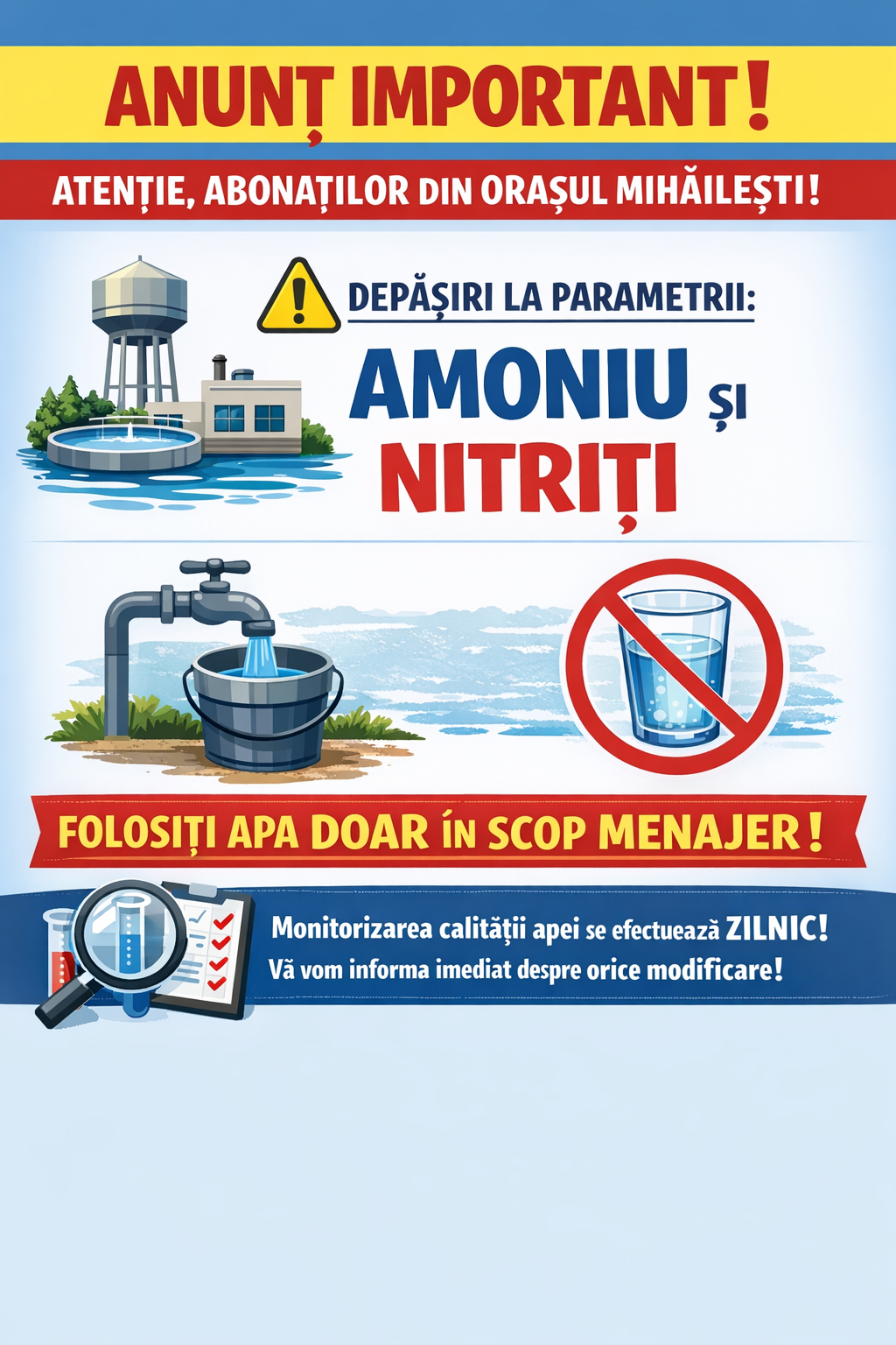 Anunț important, în atenția abonaților din orașul Mihailesti!!!