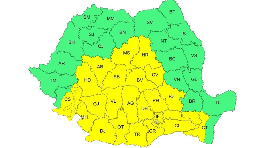 Cod Galben de vânt puternic în județul Giurgiu